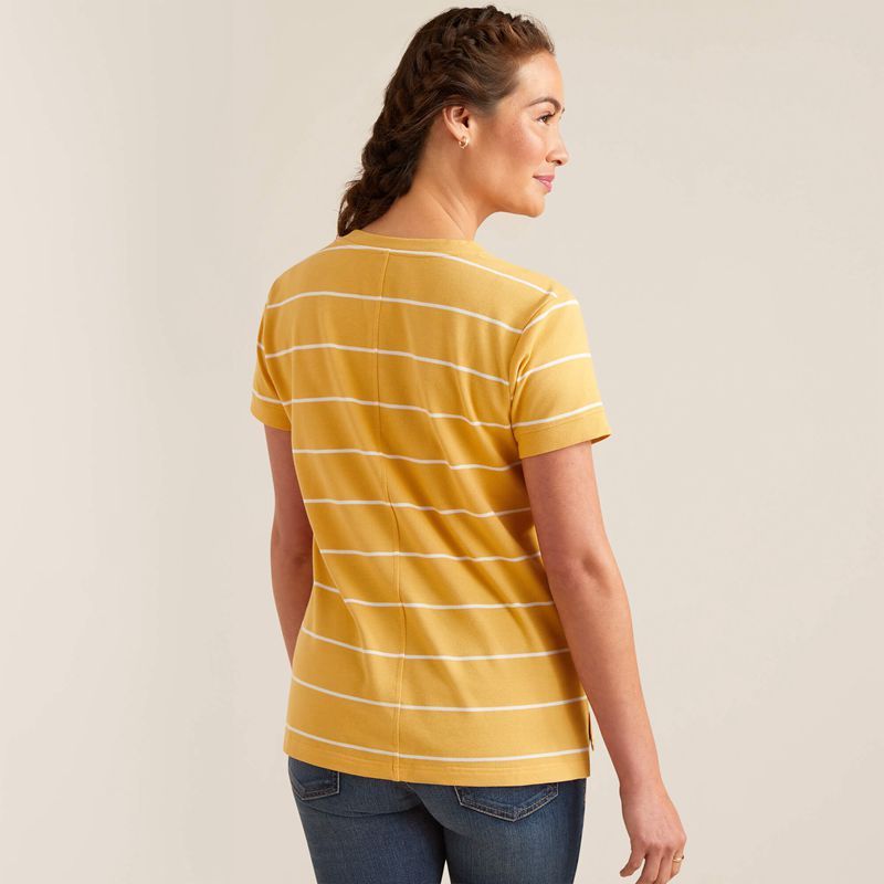 Ariat Fairford T-Shirt Ochre Stripe Femme | AYF-46432632