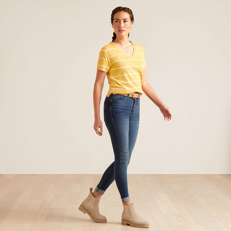 Ariat Fairford T-Shirt Ochre Stripe Femme | AYF-46432632