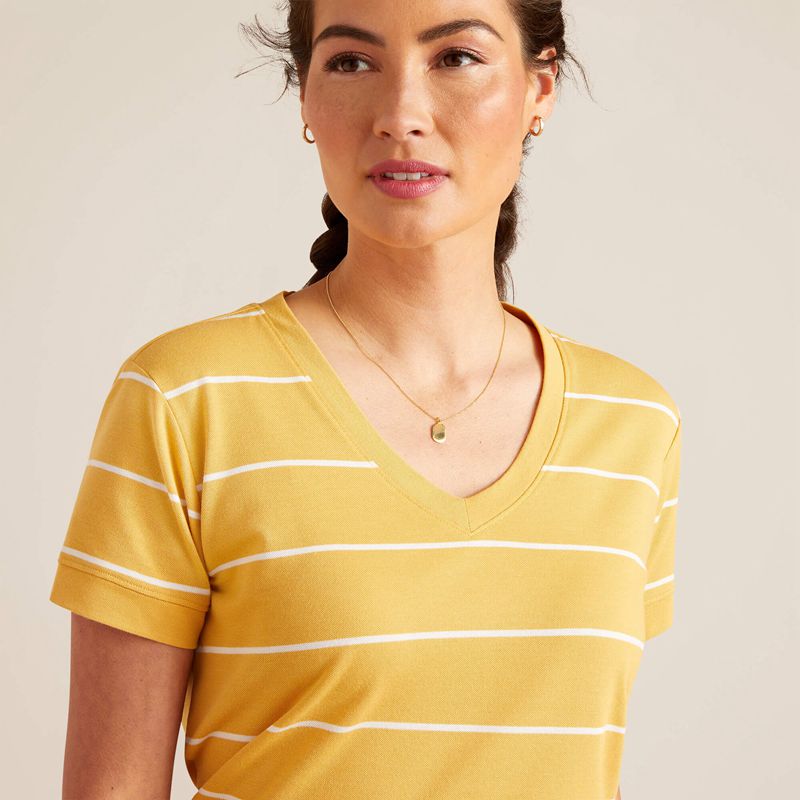 Ariat Fairford T-Shirt Ochre Stripe Femme | AYF-46432632