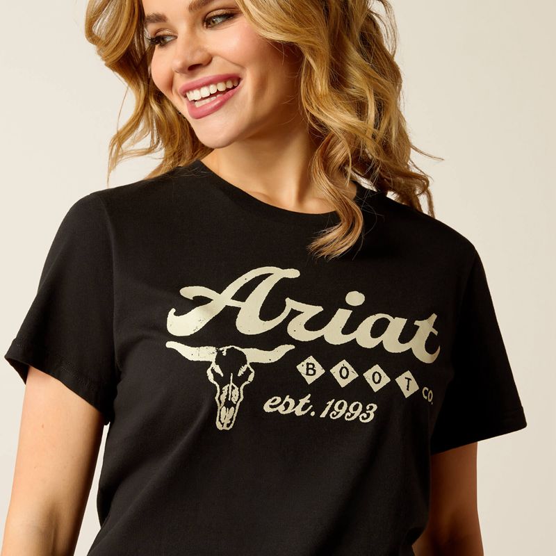 Ariat Established Boot Co T-Shirt Noir Femme | AVT-63597866