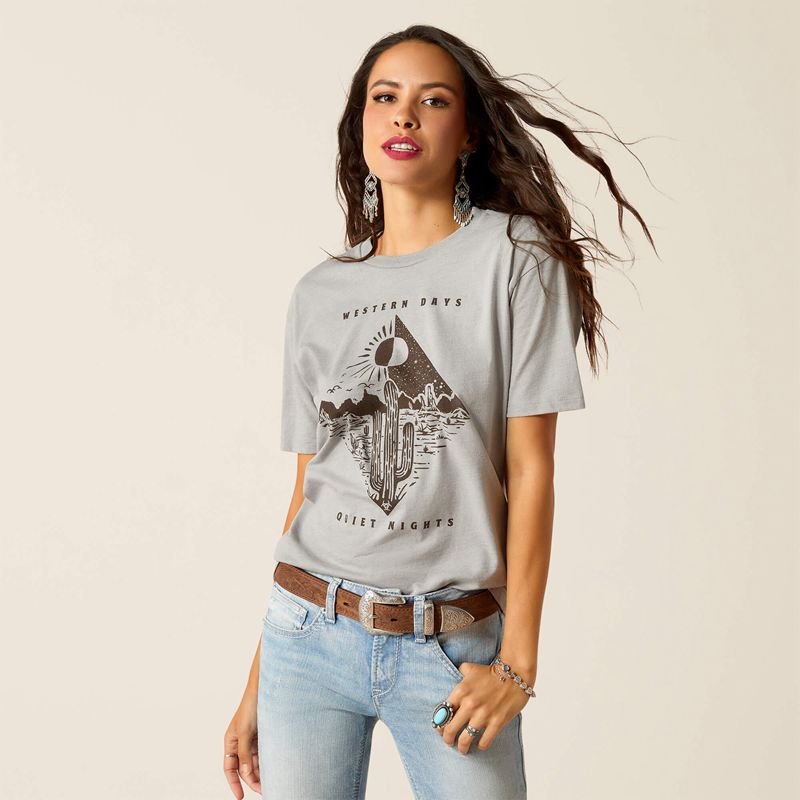 Ariat Day And Night T-Shirt Stone Heather Femme | QNQ-02424225