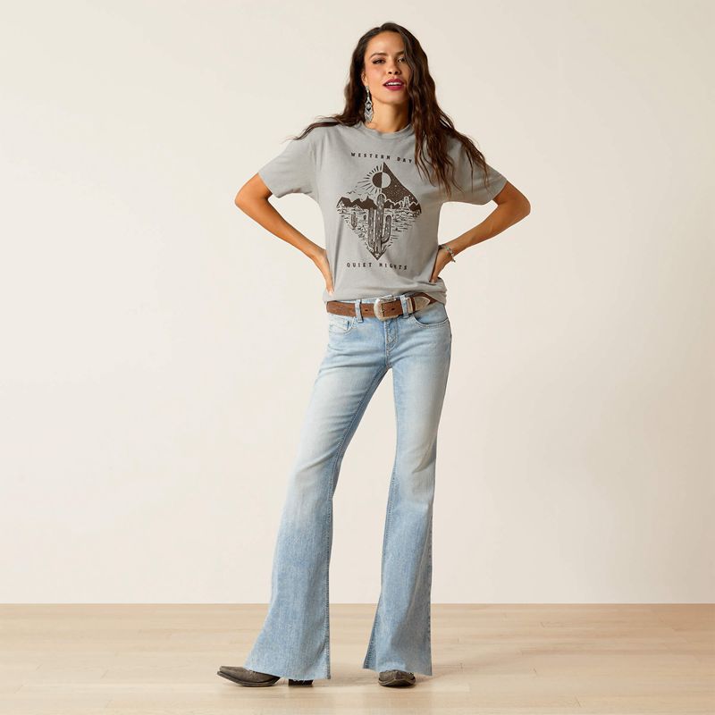 Ariat Day And Night T-Shirt Stone Heather Femme | QNQ-02424225