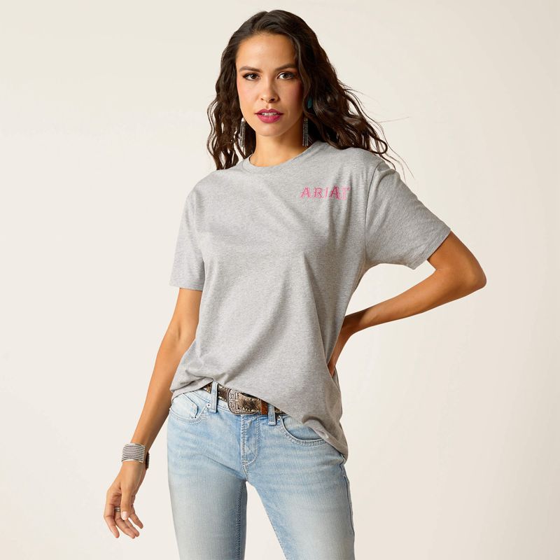 Ariat Cactus Rose T-Shirt Grise Femme | CKJ-07984583