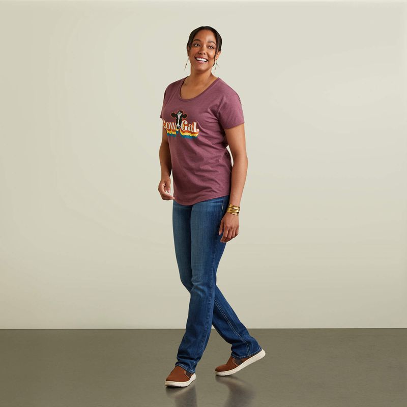 Ariat Cow Gal T-Shirt Bordeaux Femme | MFJ-52678541