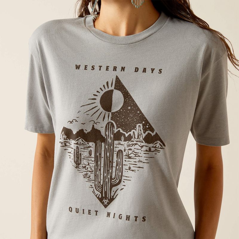 Ariat Day And Night T-Shirt Stone Heather Femme | QNQ-02424225