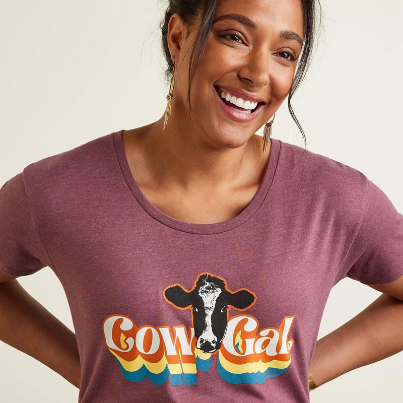 Ariat Cow Gal T-Shirt Bordeaux Femme | MFJ-52678541