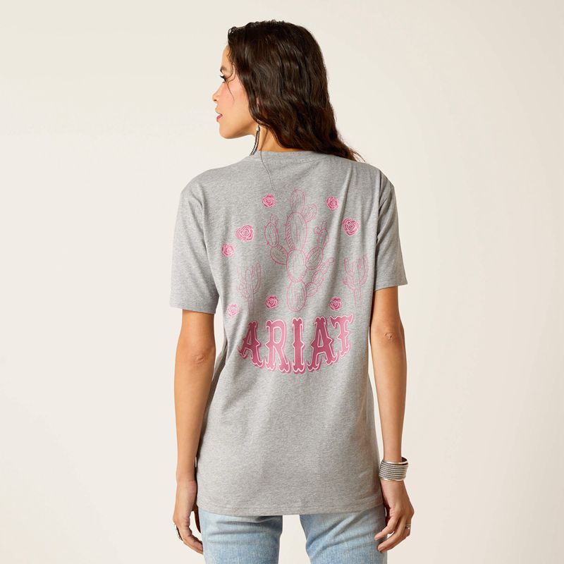 Ariat Cactus Rose T-Shirt Grise Femme | CKJ-07984583