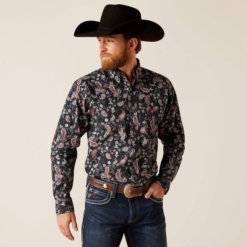 Ariat Norward Fitted Shirt Black/Black Homme | FZA-91683857