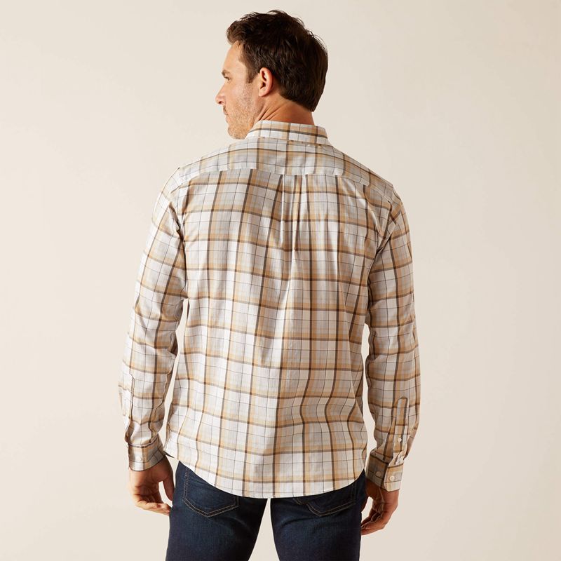 Ariat Napa Shirt Tan Check Homme | EPN-75467216