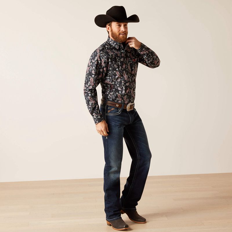 Ariat Norward Fitted Shirt Black/Black Homme | FZA-91683857