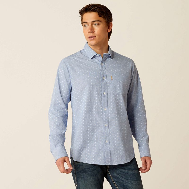 Ariat Memphis Modern Fit Shirt Bleu Homme | KIO-89198399