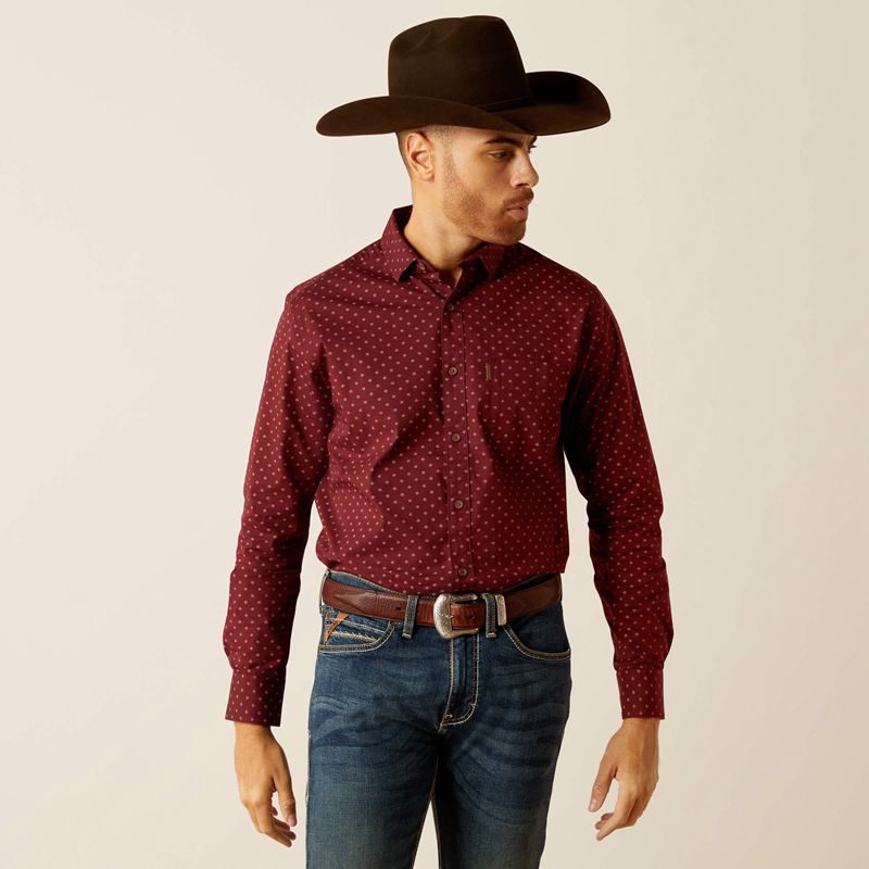 Ariat Mckinley Modern Fit Shirt Bordeaux Homme | TRA-03329220