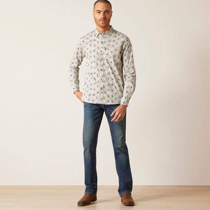 Ariat Memphis Stretch Modern Fit Shirt Grise Homme | YFC-10485080