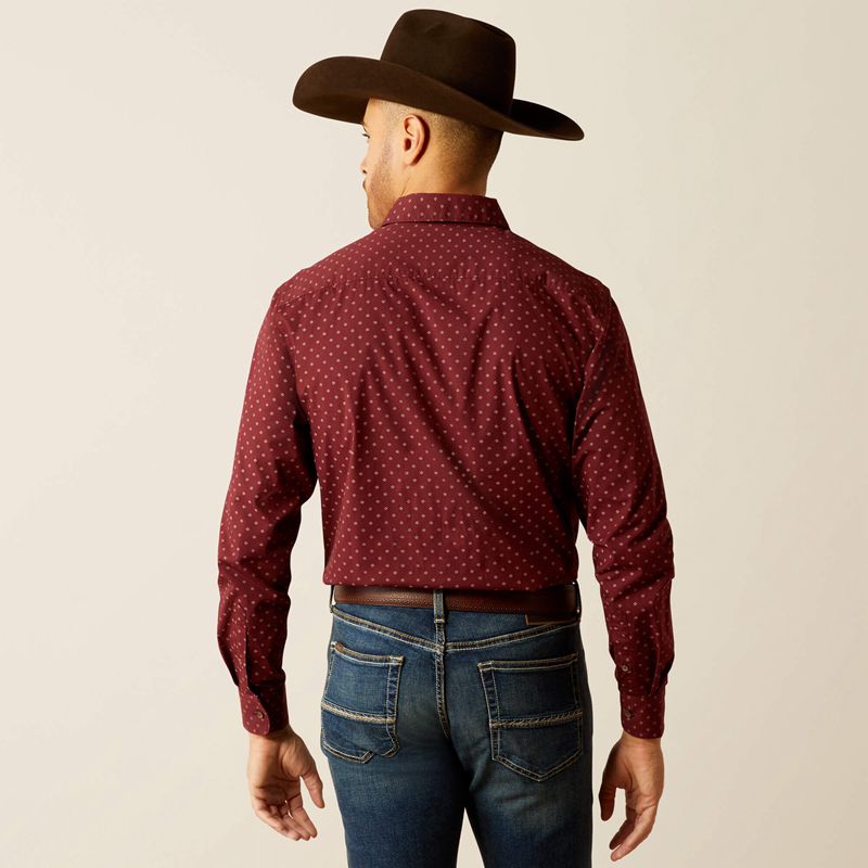 Ariat Mckinley Modern Fit Shirt Bordeaux Homme | TRA-03329220