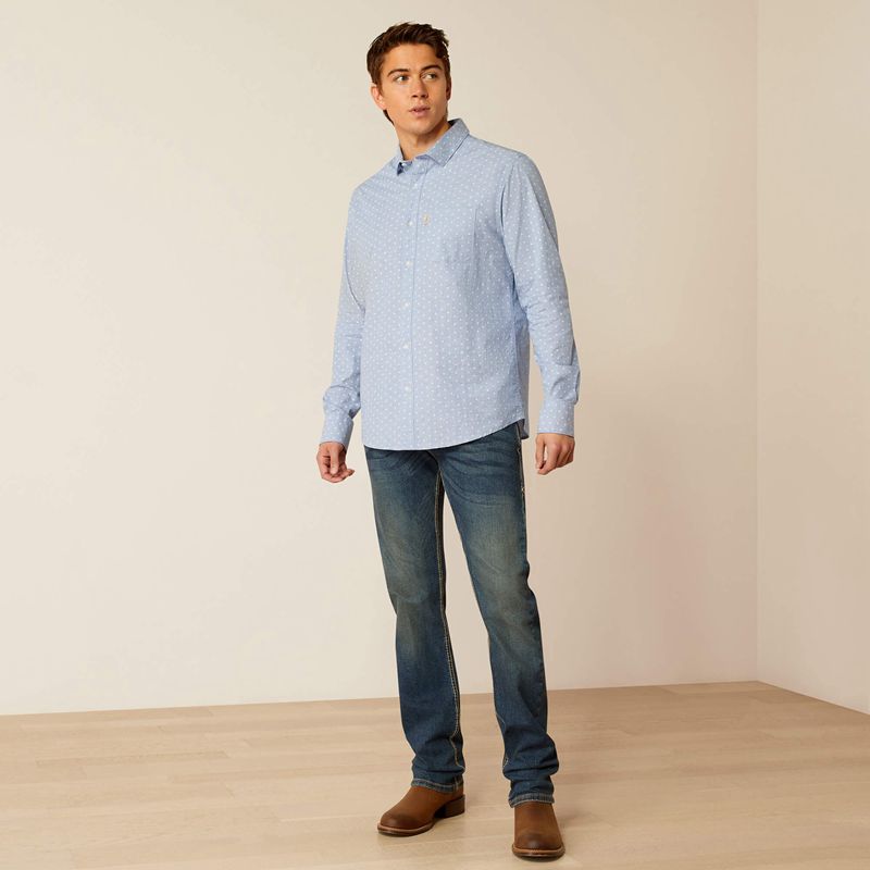 Ariat Memphis Modern Fit Shirt Bleu Homme | KIO-89198399