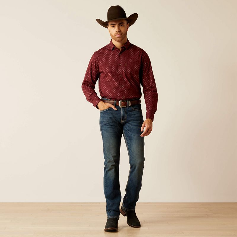 Ariat Mckinley Modern Fit Shirt Bordeaux Homme | TRA-03329220