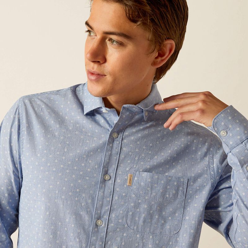 Ariat Memphis Modern Fit Shirt Bleu Homme | KIO-89198399