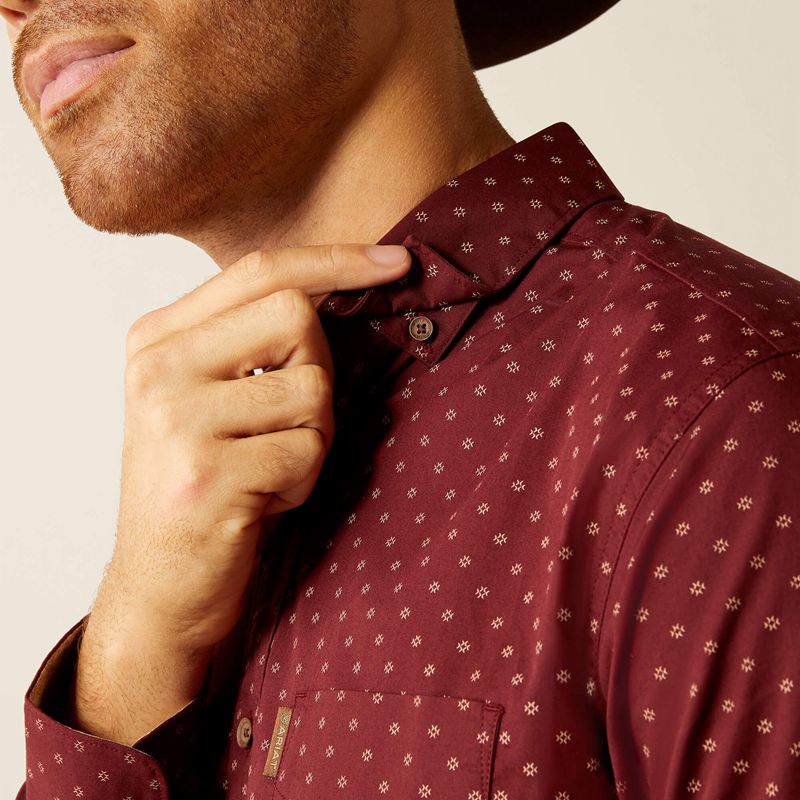 Ariat Mckinley Modern Fit Shirt Bordeaux Homme | TRA-03329220