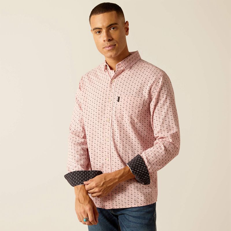 Ariat Marshall Stretch Modern Fit Shirt Rose Homme | LPX-86405540