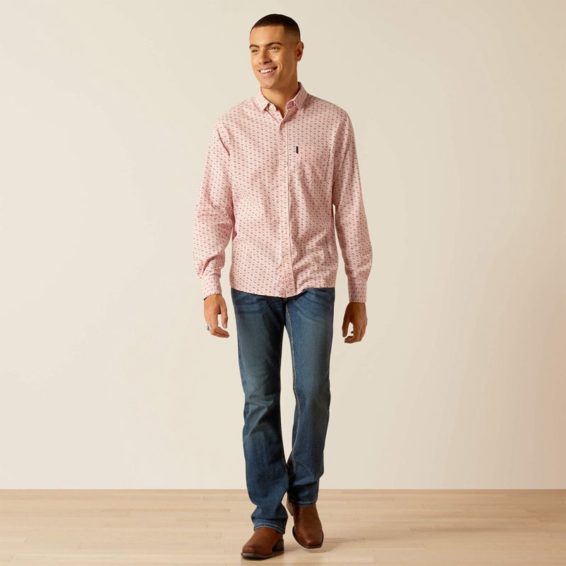 Ariat Marshall Stretch Modern Fit Shirt Rose Homme | LPX-86405540