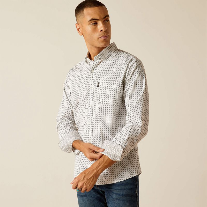 Ariat Major Stretch Modern Fit Shirt Blanche Homme | DNC-94521568