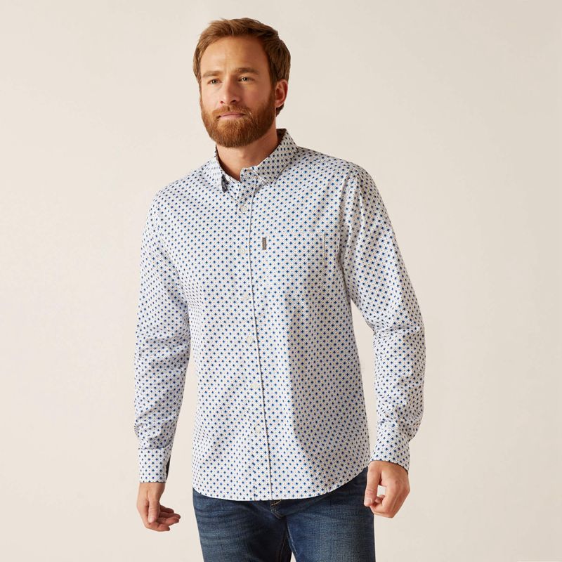 Ariat Mac Stretch Modern Fit Shirt Blanche Homme | YXR-76734960