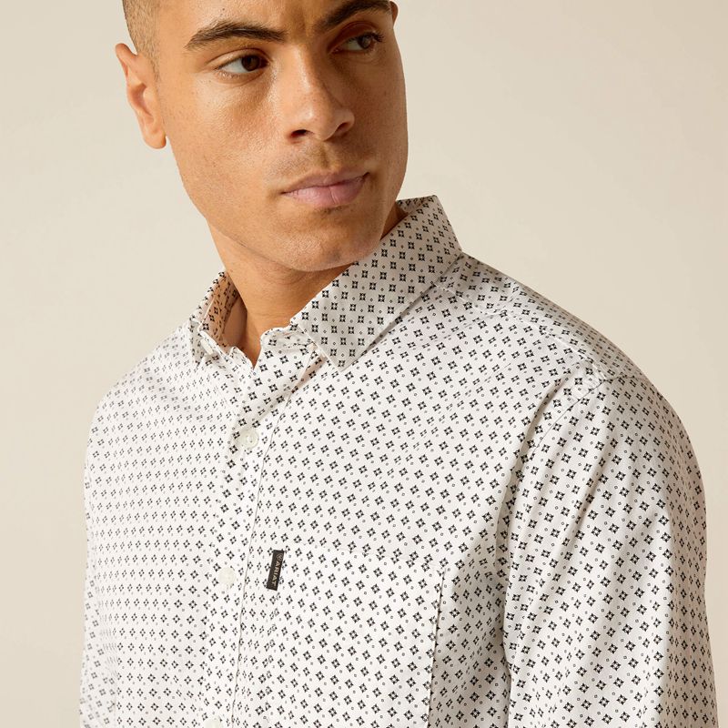 Ariat Major Stretch Modern Fit Shirt Blanche Homme | DNC-94521568