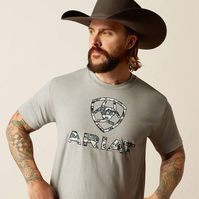 Ariat Liberty Usa Digi Camo T-Shirt Stone Heather Homme | ZJY-64858271