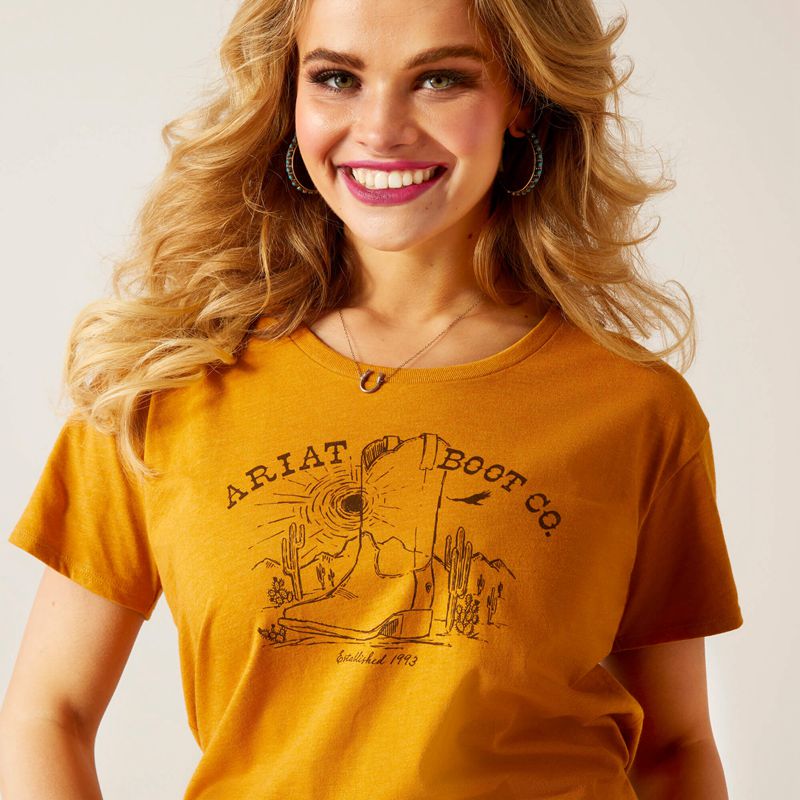 Ariat Bootscape T-Shirt Buckhorn Heather Femme | ZOR-68494337