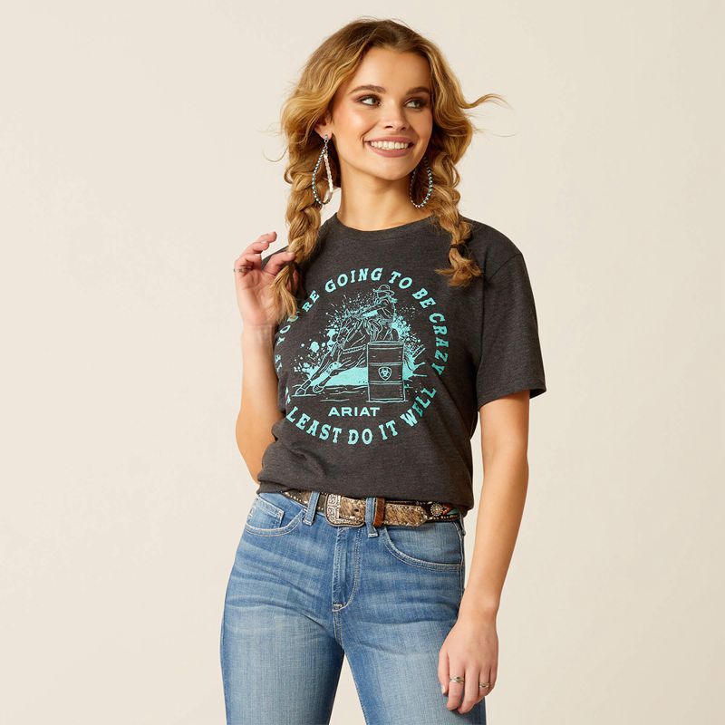 Ariat Barrel Beauty T-Shirt Charcoal Heather Femme | DMC-13140895