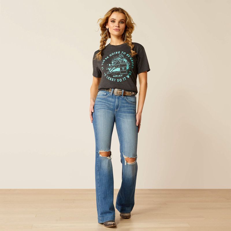 Ariat Barrel Beauty T-Shirt Charcoal Heather Femme | DMC-13140895