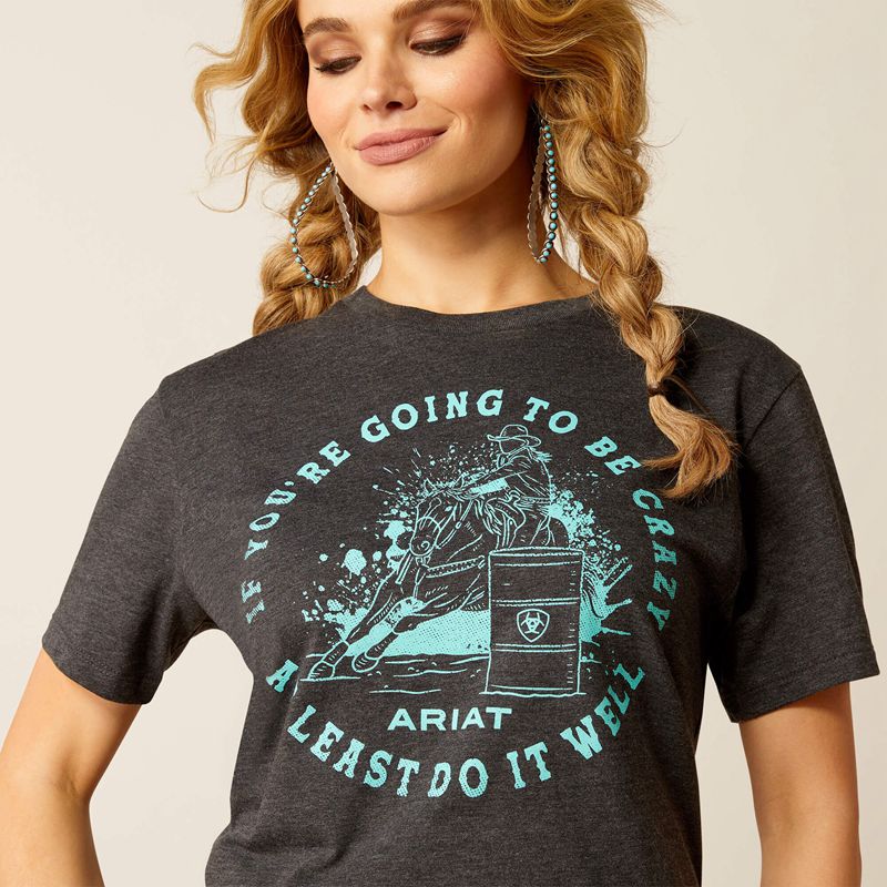 Ariat Barrel Beauty T-Shirt Charcoal Heather Femme | DMC-13140895