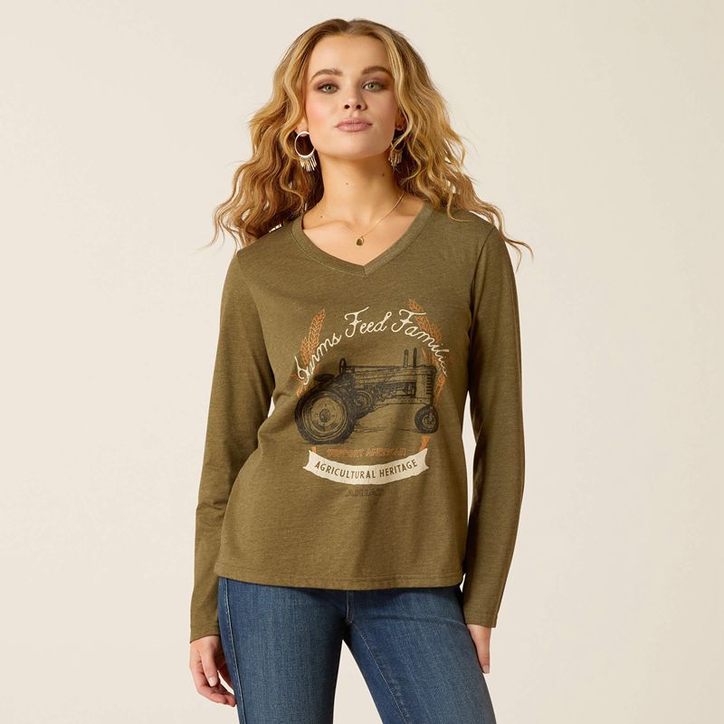 Ariat Ag Heritage T-Shirt Military Heather Femme | ULL-61319985