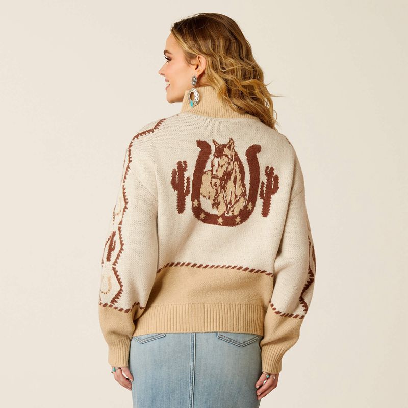 Ariat Wild West Sweater Blanche Femme | DQC-35435907