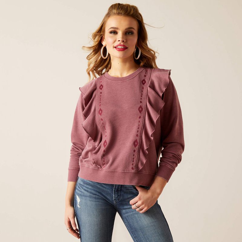 Ariat Twyla Ruffle Sweatshirt Rose Femme | CUK-57923851