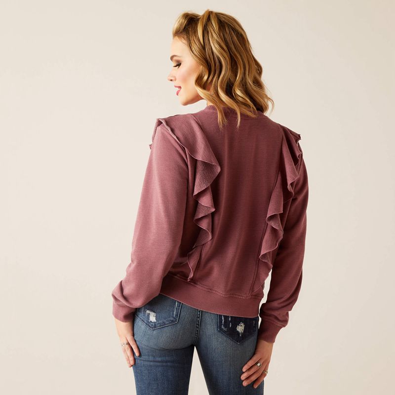 Ariat Twyla Ruffle Sweatshirt Rose Femme | CUK-57923851