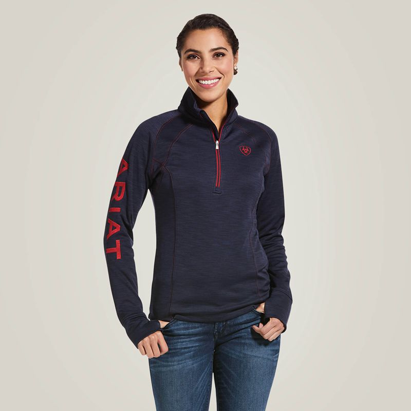 Ariat Tek Team 1/2 Zip Sweatshirt Bleu Marine Femme | HYU-20700964