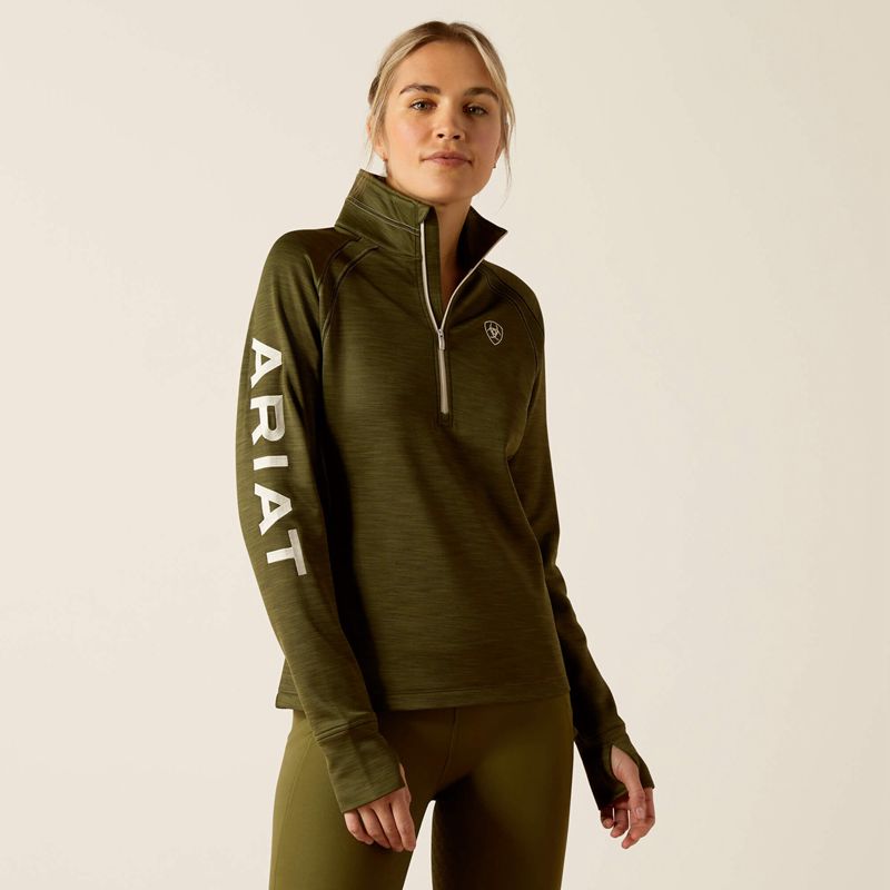 Ariat Tek Team 1/2 Zip Sweatshirt Winter Moss Femme | AFR-26596526