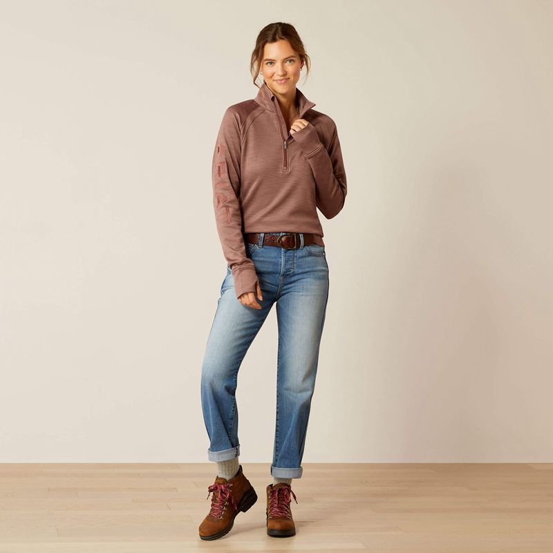 Ariat Tek Team 1/2 Zip Sweatshirt Twilight Mauve Femme | WCQ-67933145