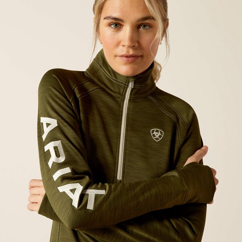 Ariat Tek Team 1/2 Zip Sweatshirt Winter Moss Femme | AFR-26596526