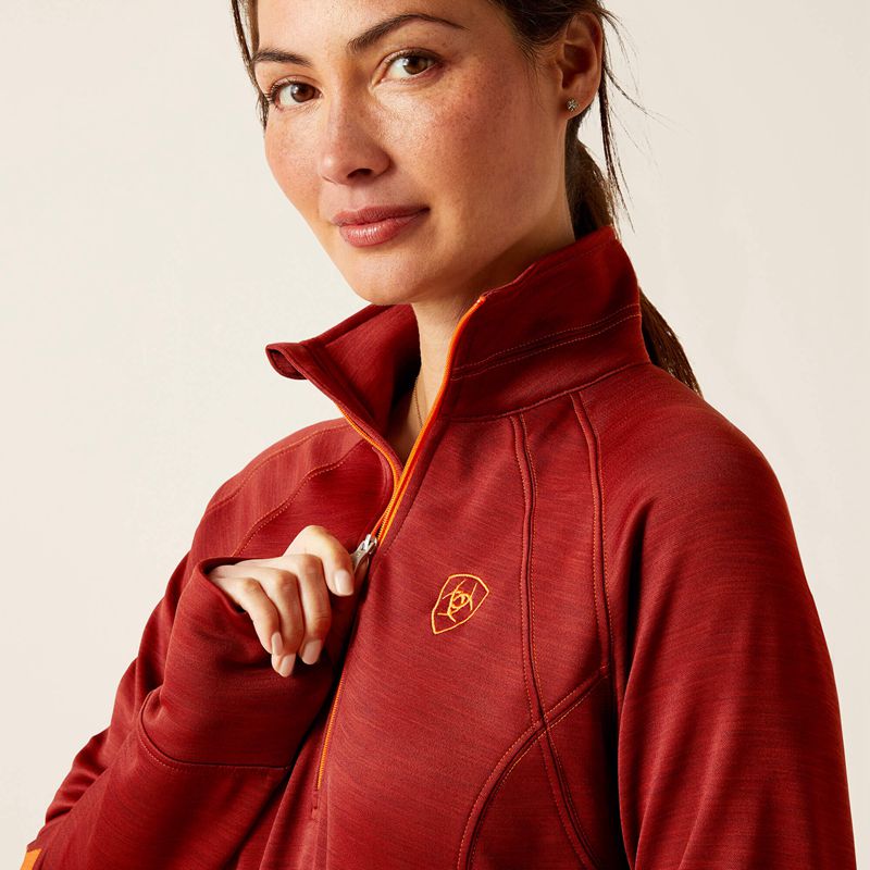 Ariat Tek Team 1/2 Zip Sweatshirt Fired Brick Femme | OLM-53850954