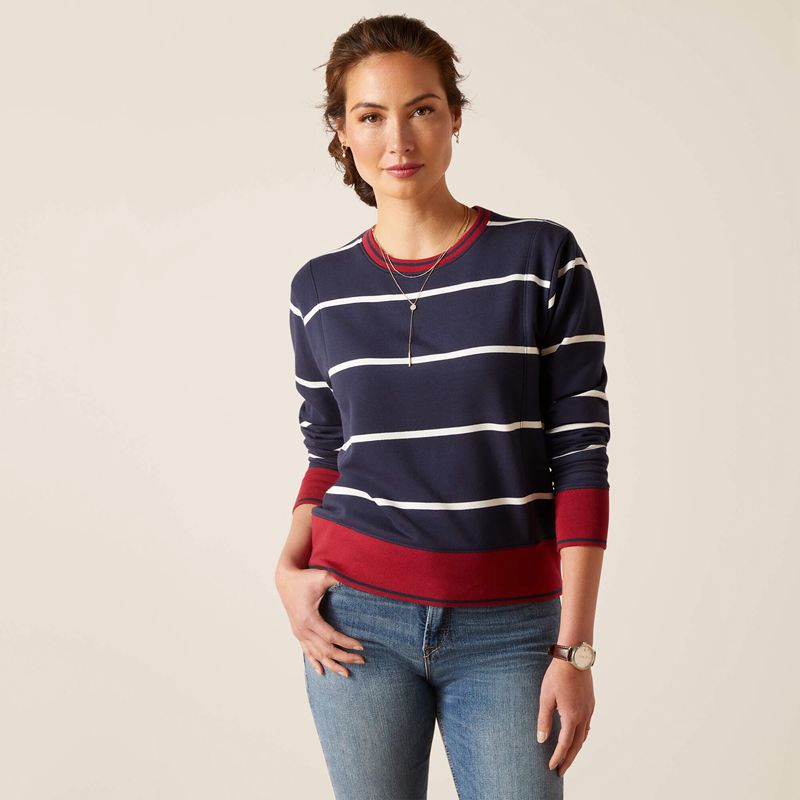 Ariat Tedstock Sweatshirt Navy/White Femme | SRM-71338142