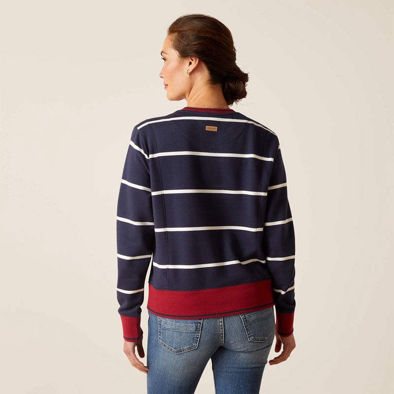 Ariat Tedstock Sweatshirt Navy/White Femme | SRM-71338142