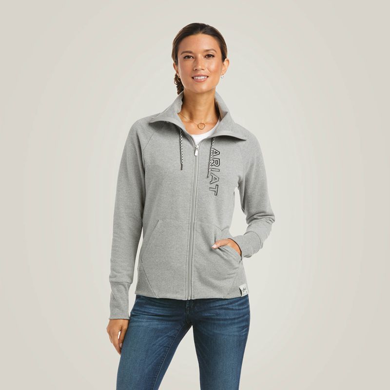 Ariat Team Logo Full Zip Sweatshirt Grise Femme | MSZ-68166895