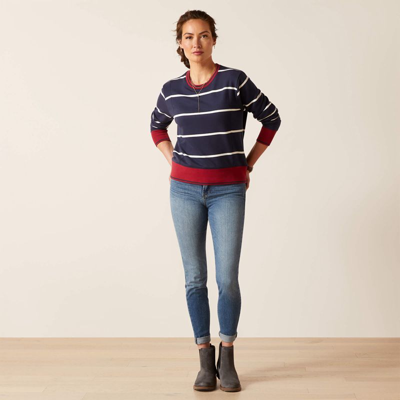 Ariat Tedstock Sweatshirt Navy/White Femme | SRM-71338142