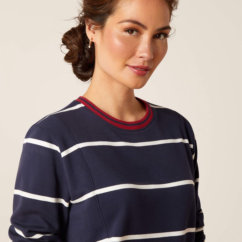 Ariat Tedstock Sweatshirt Navy/White Femme | SRM-71338142