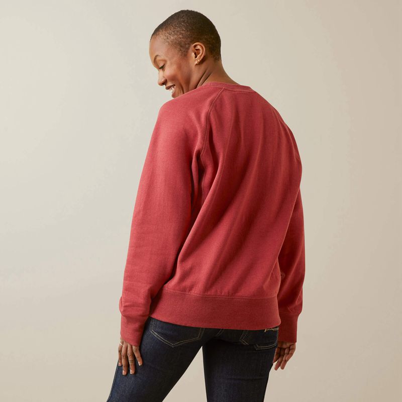 Ariat Rebar Workman Washed Fleece Sweatshirt Rouge Femme | IVM-63996115