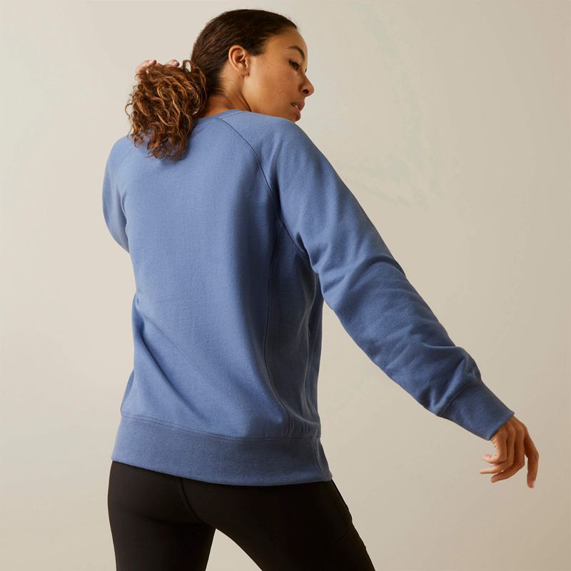 Ariat Rebar Workman Washed Fleece Sweatshirt Bleu Femme | GUS-04873901