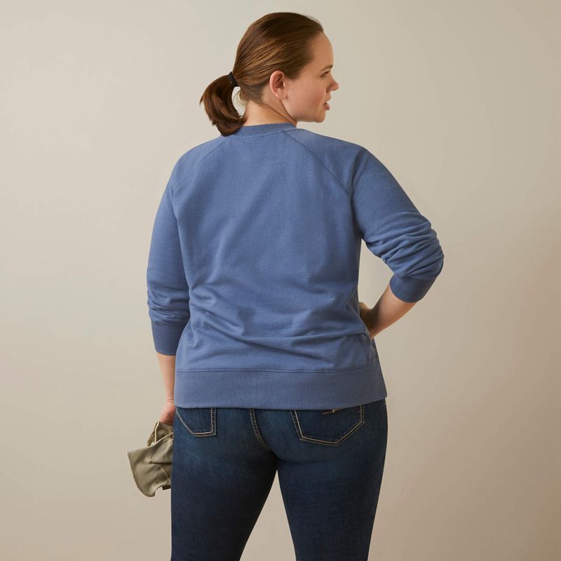 Ariat Rebar Workman Washed Fleece Sweatshirt Bleu Femme | GUS-04873901