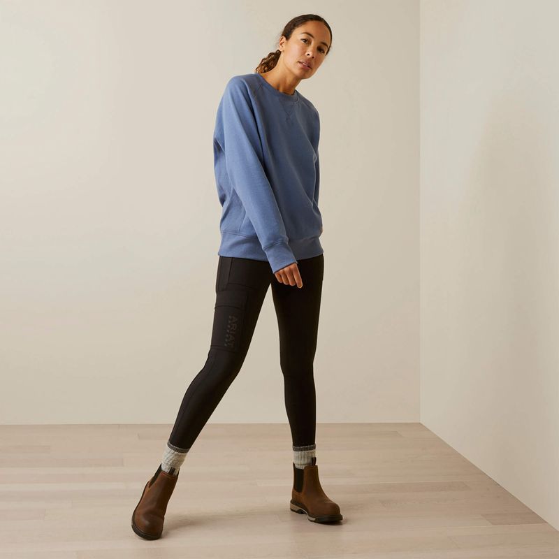 Ariat Rebar Workman Washed Fleece Sweatshirt Bleu Femme | GUS-04873901